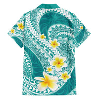 Plumeria Polynesian Teal Glitter Pattern Family Matching Summer Maxi Dress and Hawaiian Shirt LT01 - Polynesian Pride