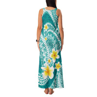 Plumeria Polynesian Teal Glitter Pattern Family Matching Tank Maxi Dress and Hawaiian Shirt LT01 - Polynesian Pride