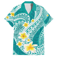 Plumeria Polynesian Teal Glitter Pattern Hawaiian Shirt LT01 Teal - Polynesian Pride