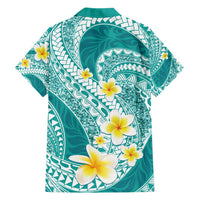 Plumeria Polynesian Teal Glitter Pattern Hawaiian Shirt LT01 - Polynesian Pride