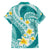 Plumeria Polynesian Teal Glitter Pattern Hawaiian Shirt