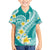 Plumeria Polynesian Teal Glitter Pattern Hawaiian Shirt