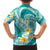 Plumeria Polynesian Teal Glitter Pattern Hawaiian Shirt