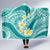 Plumeria Polynesian Teal Glitter Pattern Hooded Blanket