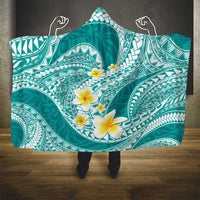 Plumeria Polynesian Teal Glitter Pattern Hooded Blanket LT01 - Polynesian Pride