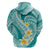 Plumeria Polynesian Teal Glitter Pattern Hoodie