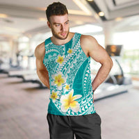Plumeria Polynesian Teal Glitter Pattern Men Tank Top LT01 Teal - Polynesian Pride