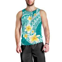 Plumeria Polynesian Teal Glitter Pattern Men Tank Top LT01 - Polynesian Pride