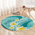 Plumeria Polynesian Teal Glitter Pattern Round Carpet