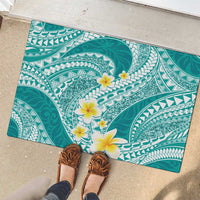 Plumeria Polynesian Teal Glitter Pattern Rubber Doormat LT01 - Polynesian Pride