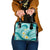 Plumeria Polynesian Teal Glitter Pattern Shoulder Handbag