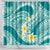 Plumeria Polynesian Teal Glitter Pattern Shower Curtain