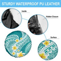 Plumeria Polynesian Teal Glitter Pattern Spare Tire Cover LT01 - Polynesian Pride