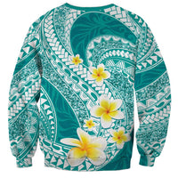 Plumeria Polynesian Teal Glitter Pattern Sweatshirt LT01 - Polynesian Pride