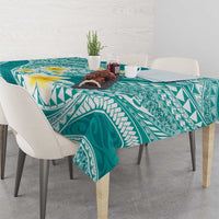 Plumeria Polynesian Teal Glitter Pattern Tablecloth LT01 - Polynesian Pride