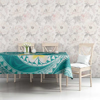 Plumeria Polynesian Teal Glitter Pattern Tablecloth LT01 - Polynesian Pride