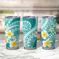 Plumeria Polynesian Teal Glitter Pattern Tumbler Cup LT01 - Polynesian Pride
