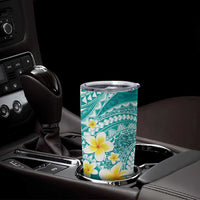Plumeria Polynesian Teal Glitter Pattern Tumbler Cup LT01 - Polynesian Pride