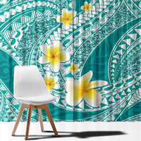 Plumeria Polynesian Teal Glitter Pattern Window Curtain LT01 - Polynesian Pride