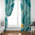 Plumeria Polynesian Teal Glitter Pattern Window Curtain