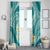 Plumeria Polynesian Teal Glitter Pattern Window Curtain