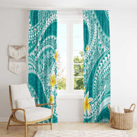 Plumeria Polynesian Teal Glitter Pattern Window Curtain LT01 - Polynesian Pride