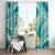 Plumeria Polynesian Teal Glitter Pattern Window Curtain