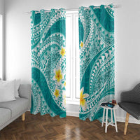 Plumeria Polynesian Teal Glitter Pattern Window Curtain LT01 With Grommets Teal - Polynesian Pride