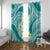 Plumeria Polynesian Teal Glitter Pattern Window Curtain