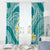 Plumeria Polynesian Teal Glitter Pattern Window Curtain