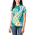 Plumeria Polynesian Teal Glitter Pattern Women Polo Shirt