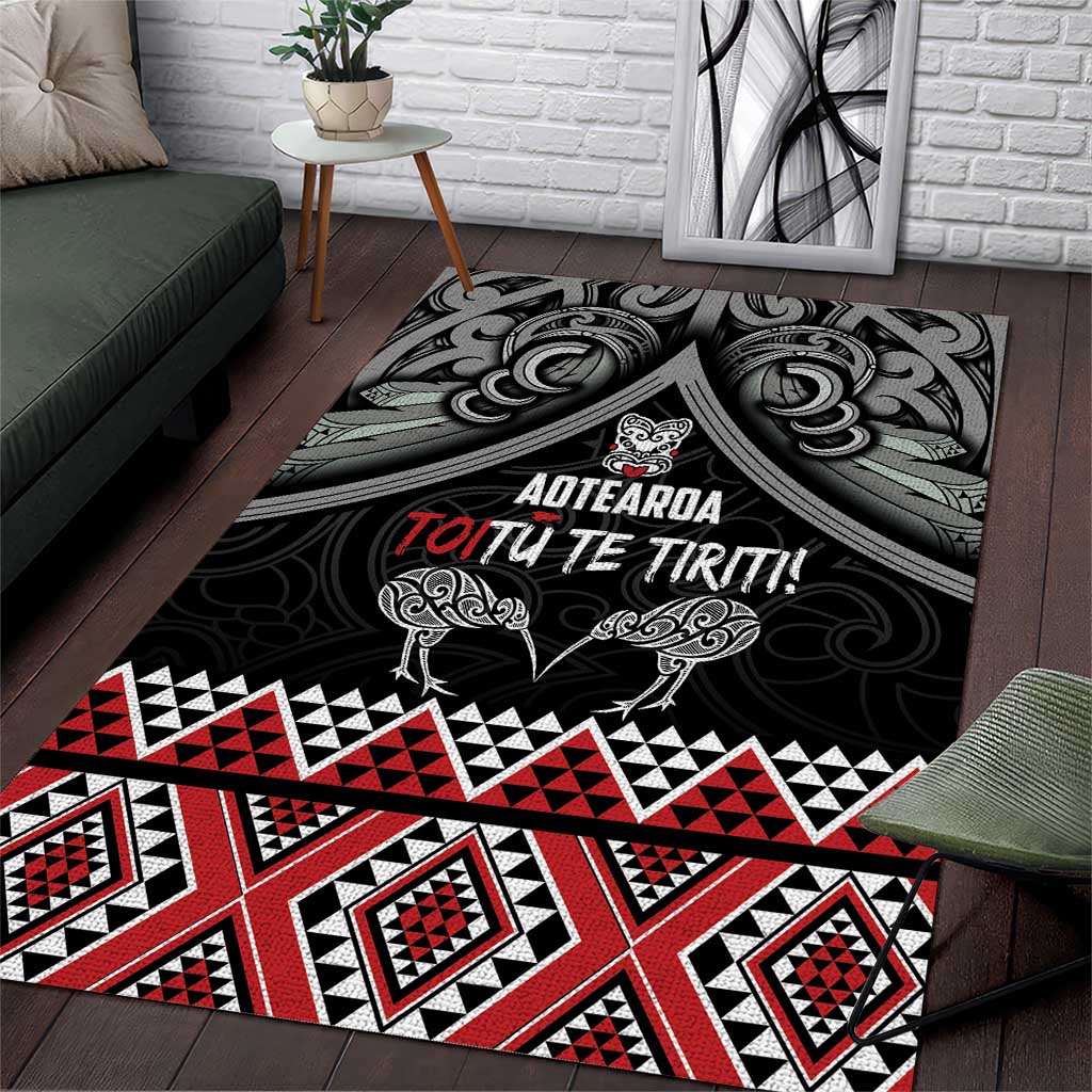 Aotearoa Toitu Te Tiriti Waitangi Area Rug Proud To Be Maori