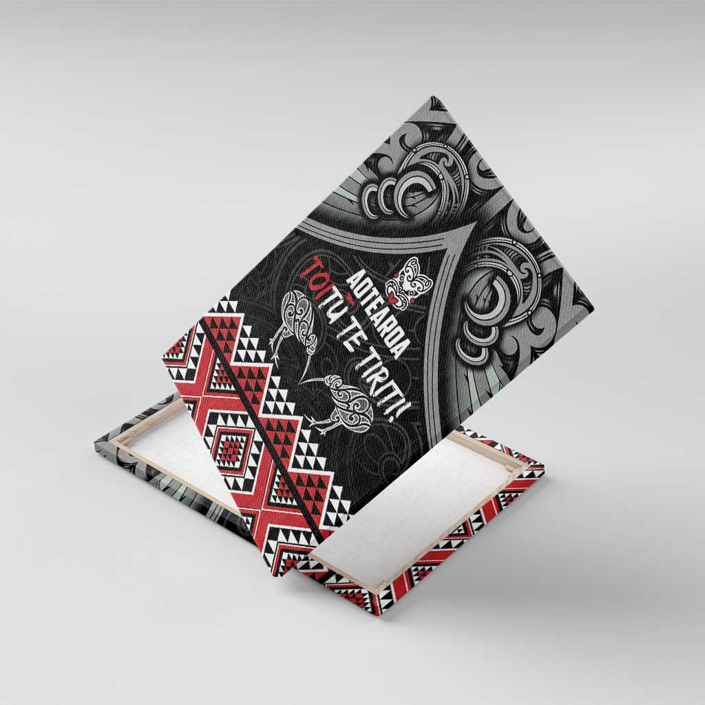 Aotearoa Toitu Te Tiriti Waitangi Canvas Wall Art Proud To Be Maori LT01 With Frame Black - Polynesian Pride
