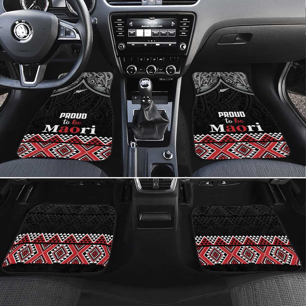 Aotearoa Toitu Te Tiriti Waitangi Car Mats Proud To Be Maori LT01 Set 4pcs Black - Polynesian Pride