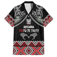 Aotearoa Toitu Te Tiriti Waitangi Family Matching Puletasi and Hawaiian Shirt Proud To Be Maori LT01 Dad's Shirt - Short Sleeve Black - Polynesian Pride
