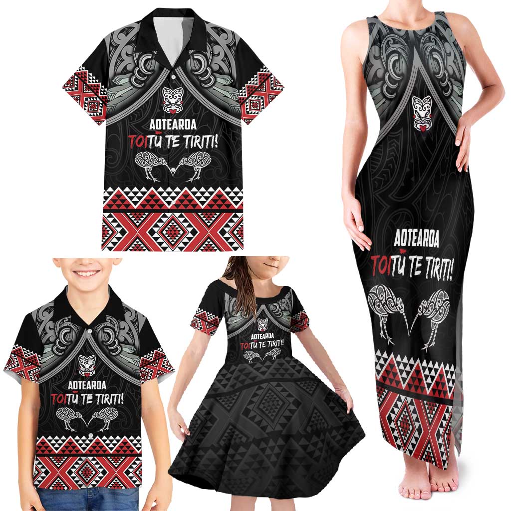 Aotearoa Toitu Te Tiriti Waitangi Family Matching Tank Maxi Dress and Hawaiian Shirt Proud To Be Maori