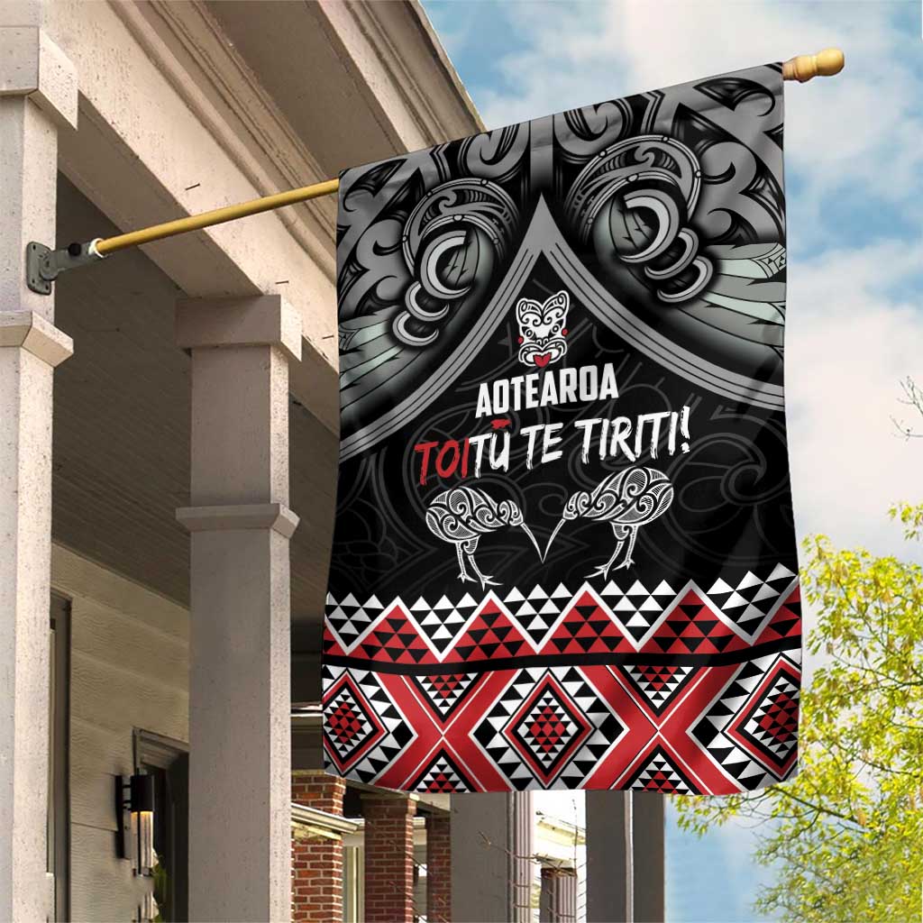 Aotearoa Toitu Te Tiriti Waitangi Garden Flag Proud To Be Maori LT01 House Flag Black - Polynesian Pride