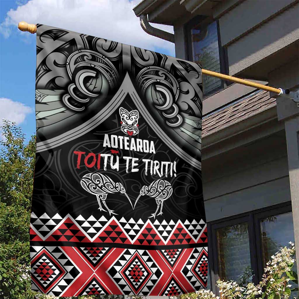 Aotearoa Toitu Te Tiriti Waitangi Garden Flag Proud To Be Maori LT01 - Polynesian Pride