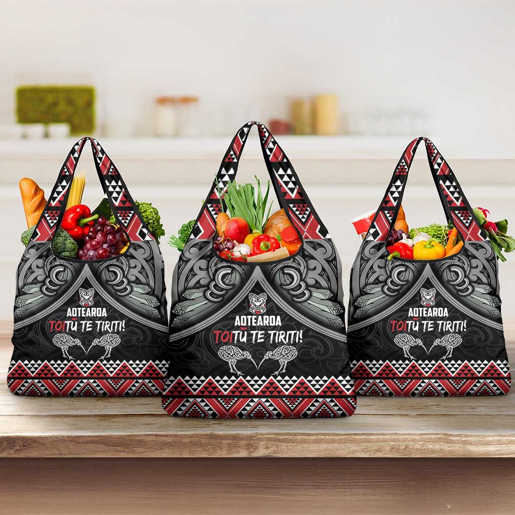 Aotearoa Toitu Te Tiriti Waitangi Grocery Bag Proud To Be Maori LT01 3-pack One Size Black - Polynesian Pride