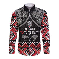 Aotearoa Toitu Te Tiriti Waitangi Long Sleeve Button Shirt Proud To Be Maori LT01 Unisex Black - Polynesian Pride