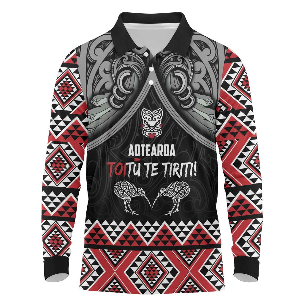 Aotearoa Toitu Te Tiriti Waitangi Long Sleeve Polo Shirt Proud To Be Maori