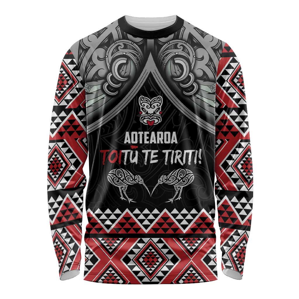 Aotearoa Toitu Te Tiriti Waitangi Long Sleeve Shirt Proud To Be Maori LT01 Unisex Black - Polynesian Pride