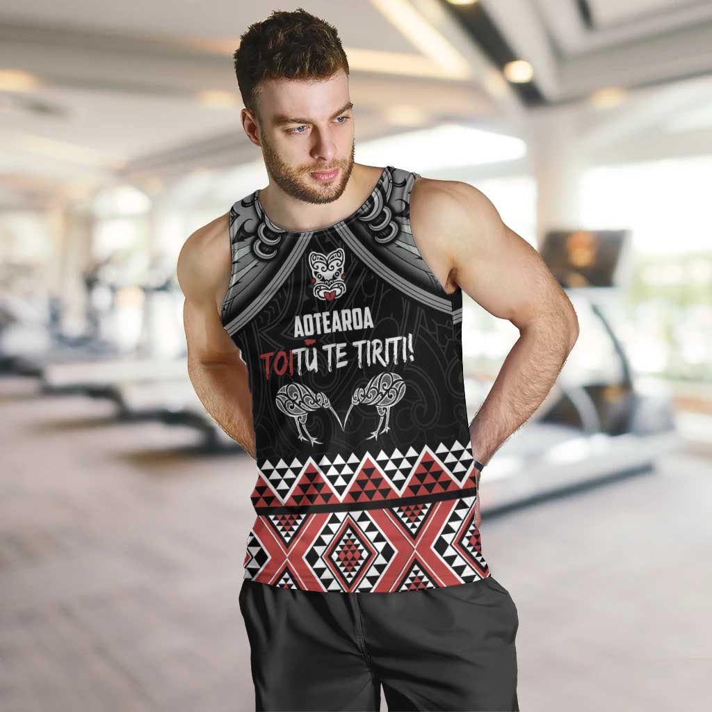 Aotearoa Toitu Te Tiriti Waitangi Men Tank Top Proud To Be Maori LT01 Black - Polynesian Pride