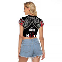 Aotearoa Toitu Te Tiriti Waitangi Raglan Cropped T Shirt Proud To Be Maori LT01 - Polynesian Pride