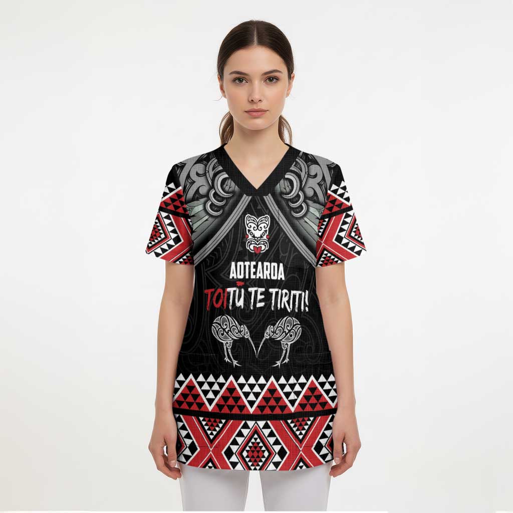 Aotearoa Toitu Te Tiriti Waitangi Scrub Top Proud To Be Maori - Polynesian Pride