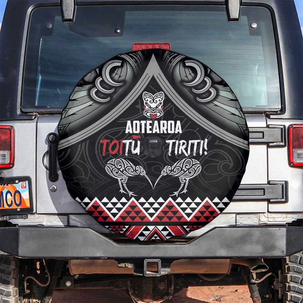 Aotearoa Toitu Te Tiriti Waitangi Spare Tire Cover Proud To Be Maori LT01 Black - Polynesian Pride