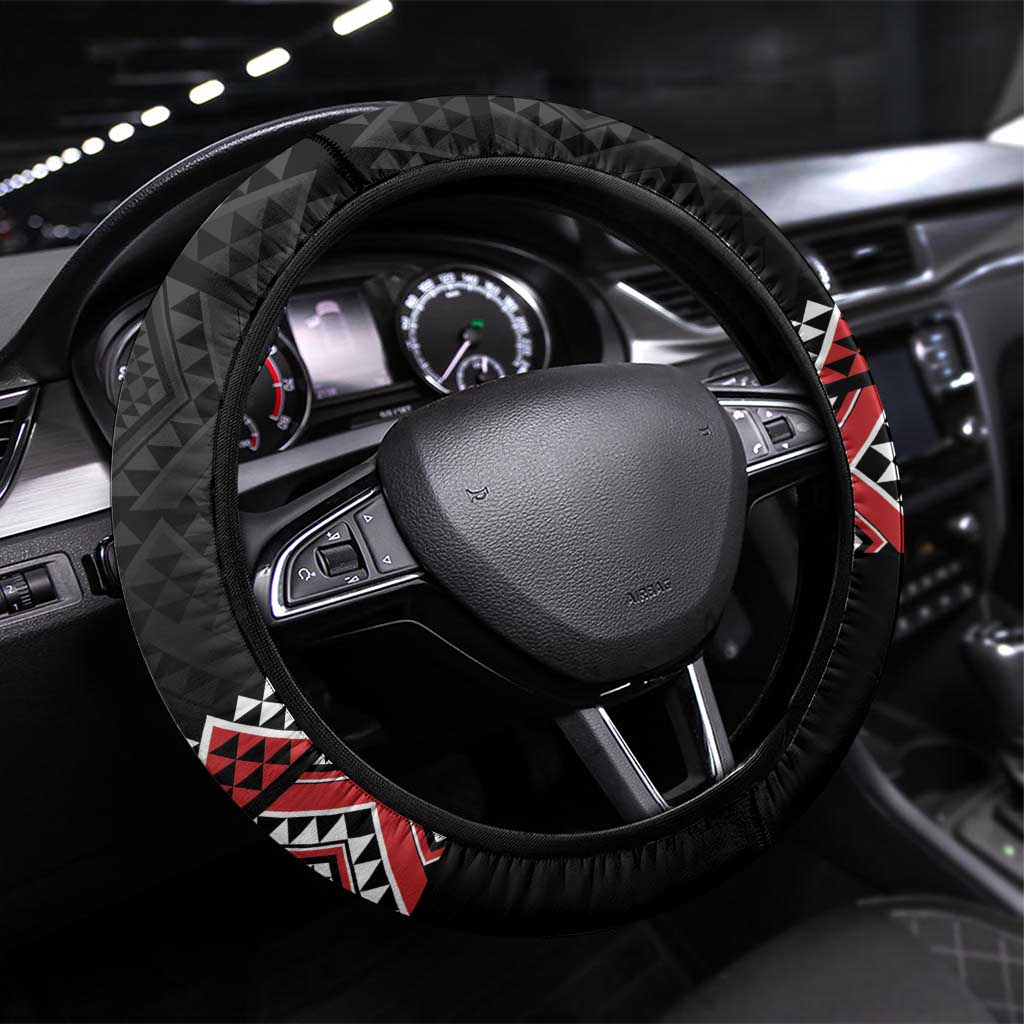 Aotearoa Toitu Te Tiriti Waitangi Steering Wheel Cover Proud To Be Maori LT01 Universal Fit Black - Polynesian Pride