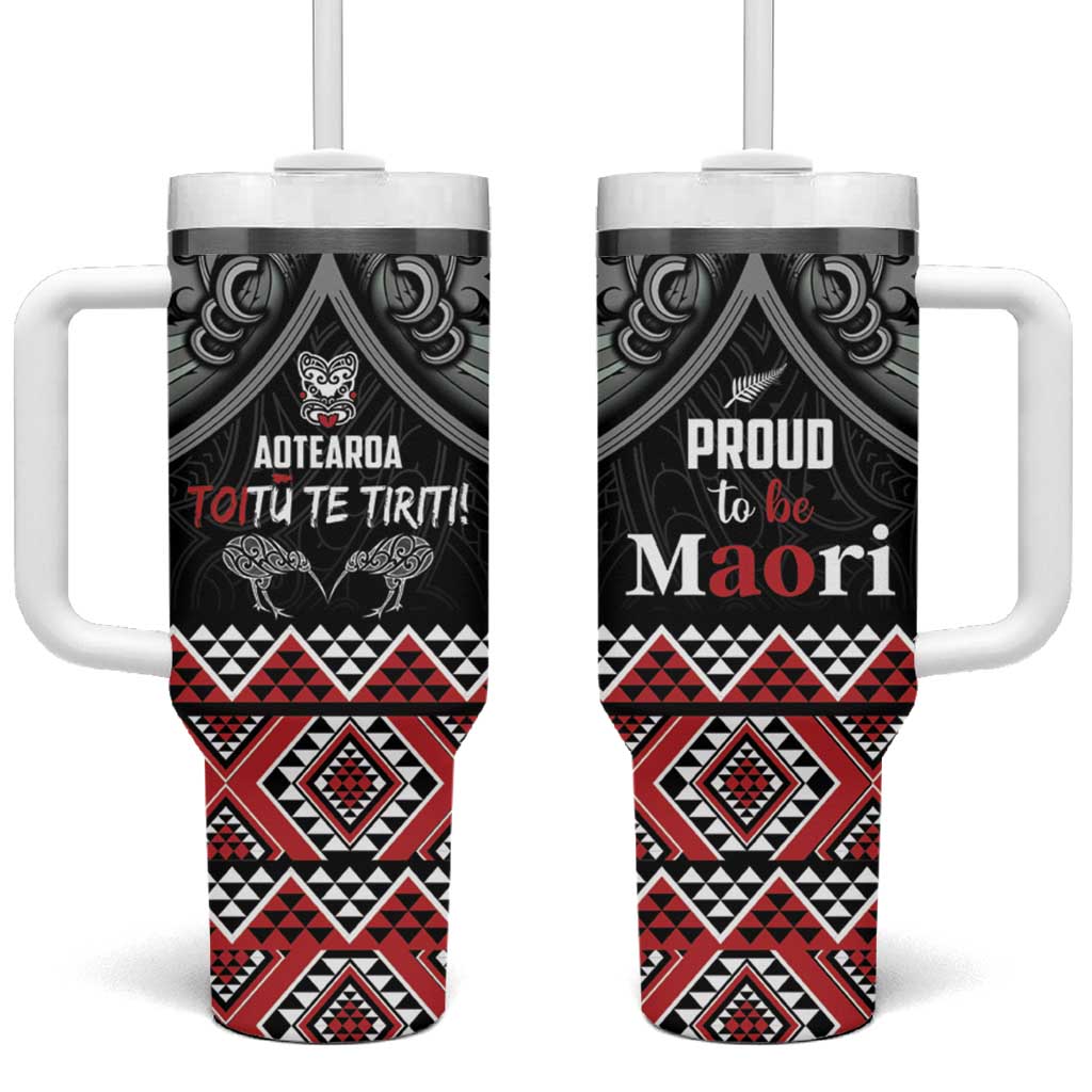 Aotearoa Toitu Te Tiriti Waitangi Tumbler With Handle Proud To Be Maori