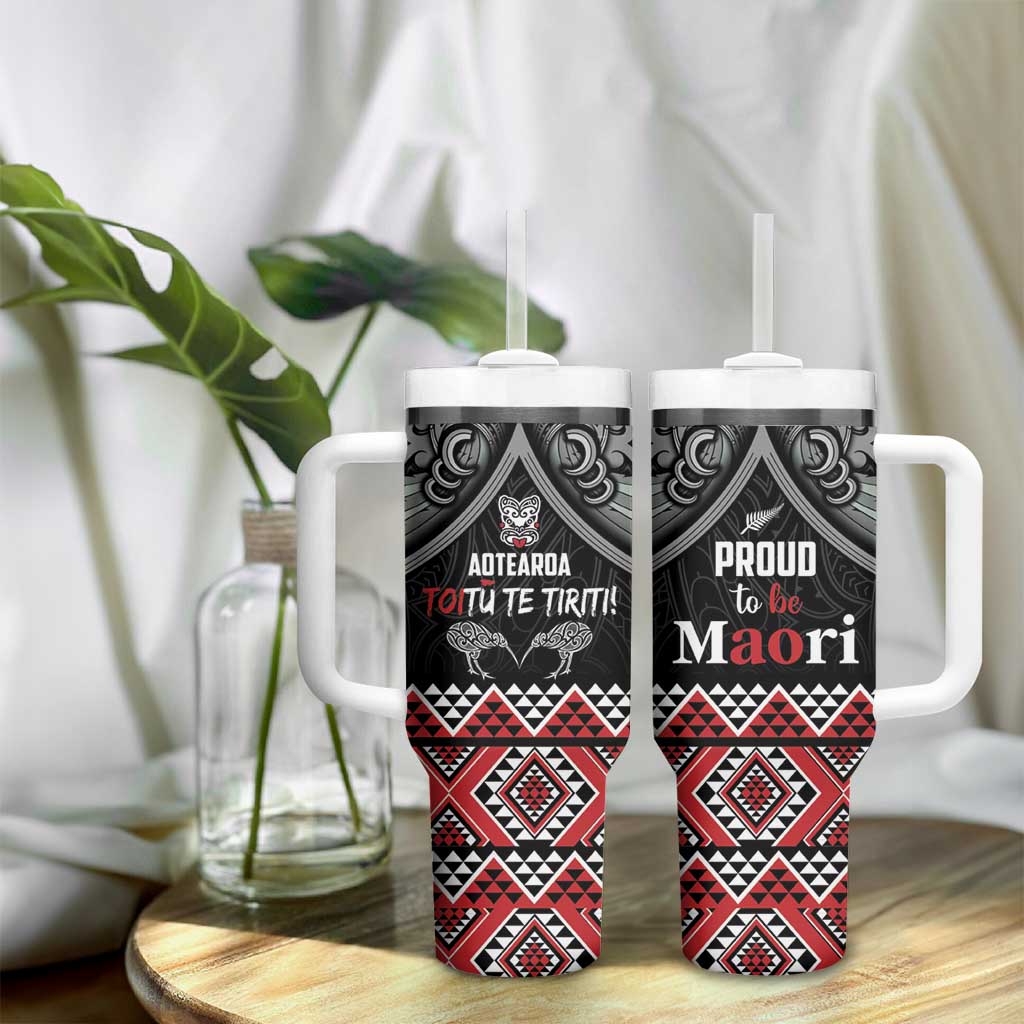 Aotearoa Toitu Te Tiriti Waitangi Tumbler With Handle Proud To Be Maori LT01 - Polynesian Pride