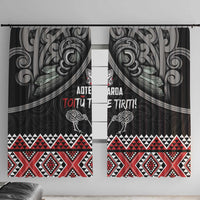 Aotearoa Toitu Te Tiriti Waitangi Window Curtain Proud To Be Maori LT01 With Hooks Black - Polynesian Pride